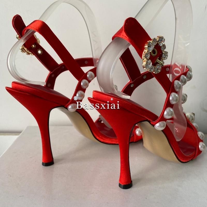 Pearl Bead Decor T-Strap Stile - Sandal Strappy Heeled 리뷰 및 가격