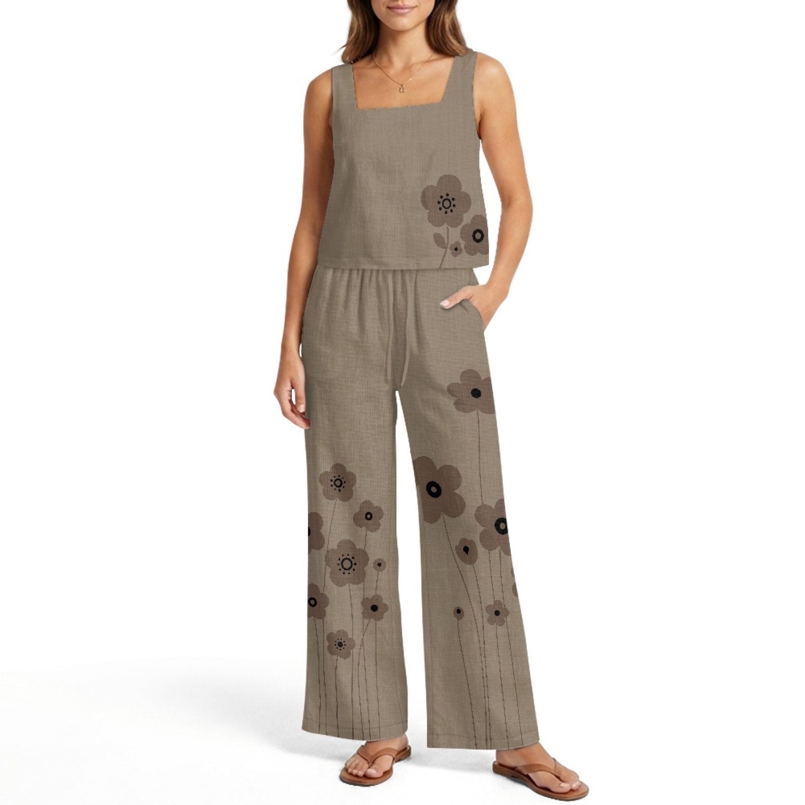 INSTANTARTS Women’s Linen Vest - Linen Pant Wide 리뷰 및 가격