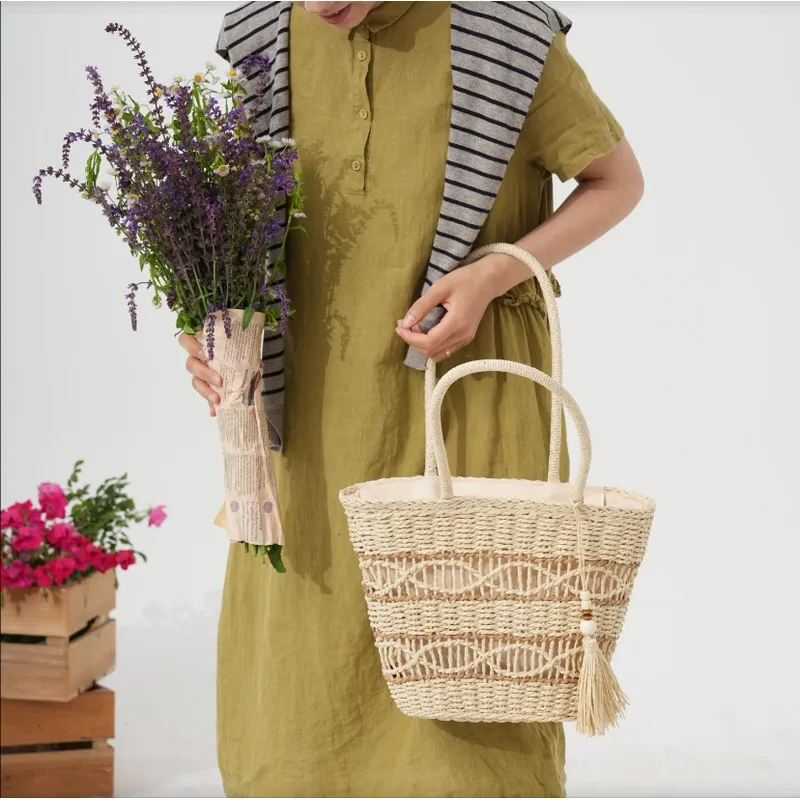 Hollow Woven Straw Shoulder Ba - Tote Bag Beach 리뷰 및 가격