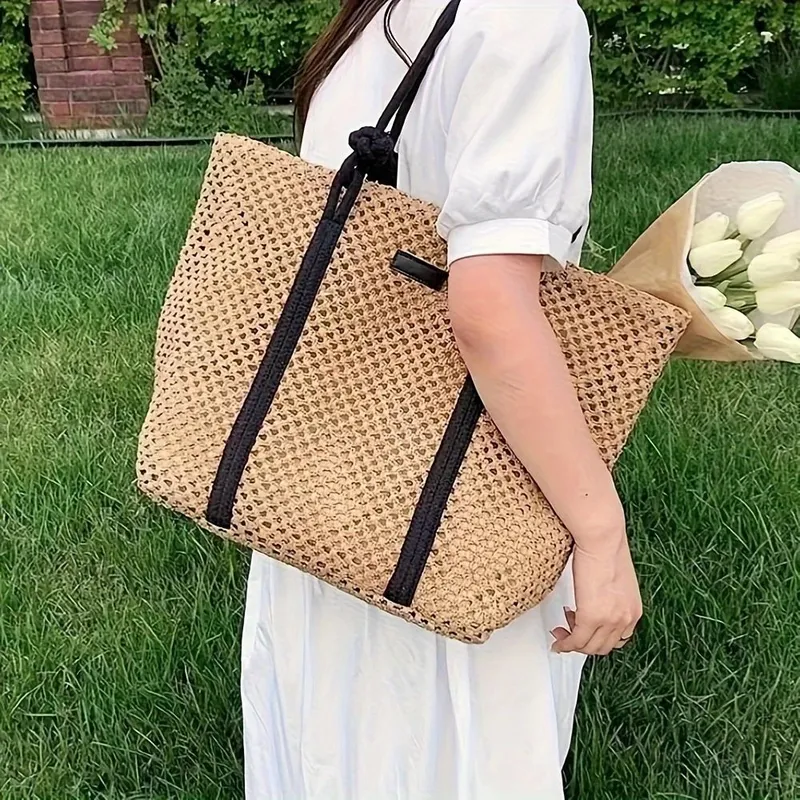 Hollow Straw Woven Tote Bag fo - Tote Bag Beach 리뷰 및 가격
