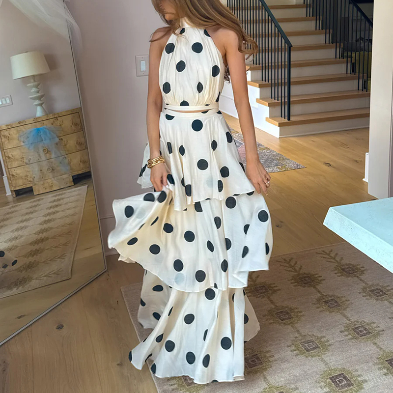Vintage Polka Dot Matching Set - Crop Top Crochet 리뷰 및 가격