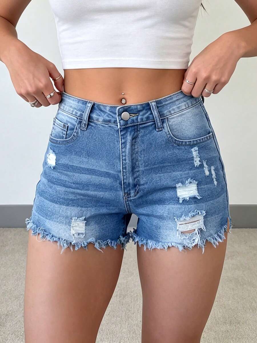 Womens Casual Distressed Denim - Shorts Denim Frayed 리뷰 및 가격
