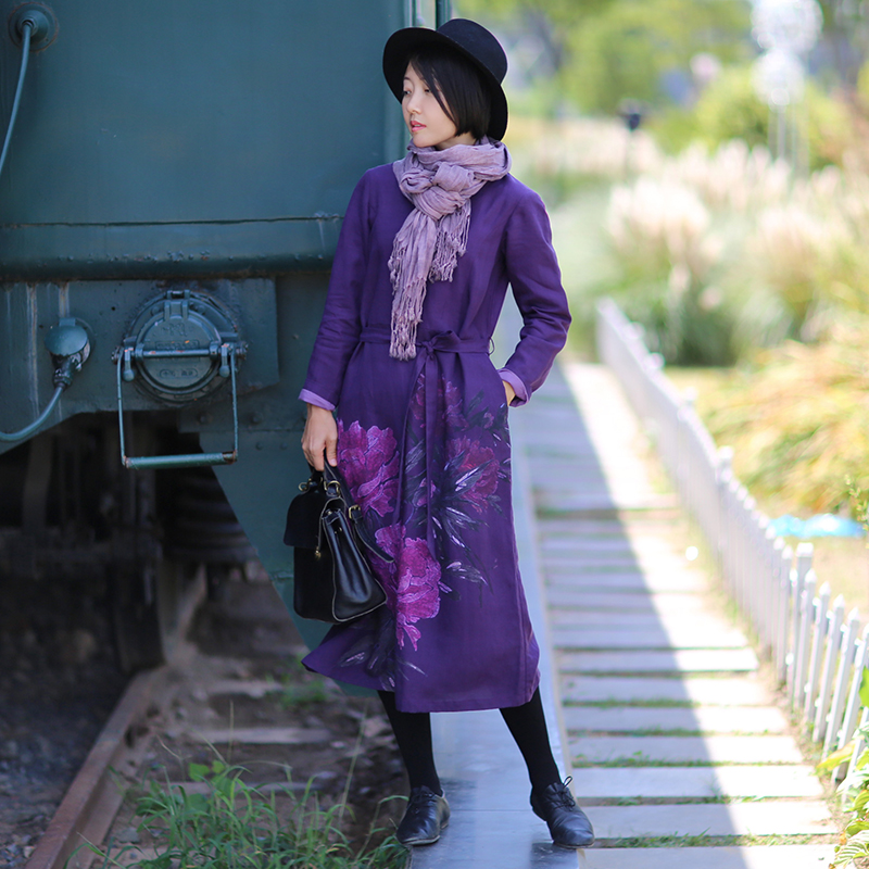 Warm Cotton Linen Peony Print  - Linen Dress Wrap 리뷰 및 가격