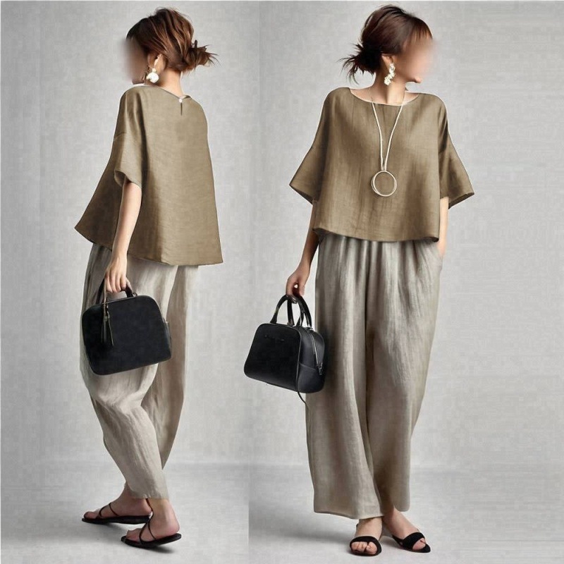 Two Pieces Women Pant Sets Sol - Linen Pant Wide 리뷰 및 가격