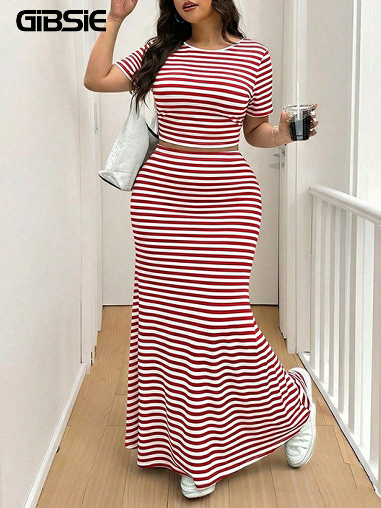 GIBSIE Plus Size Striped O-Nec - Crop Top Crochet 리뷰 및 가격