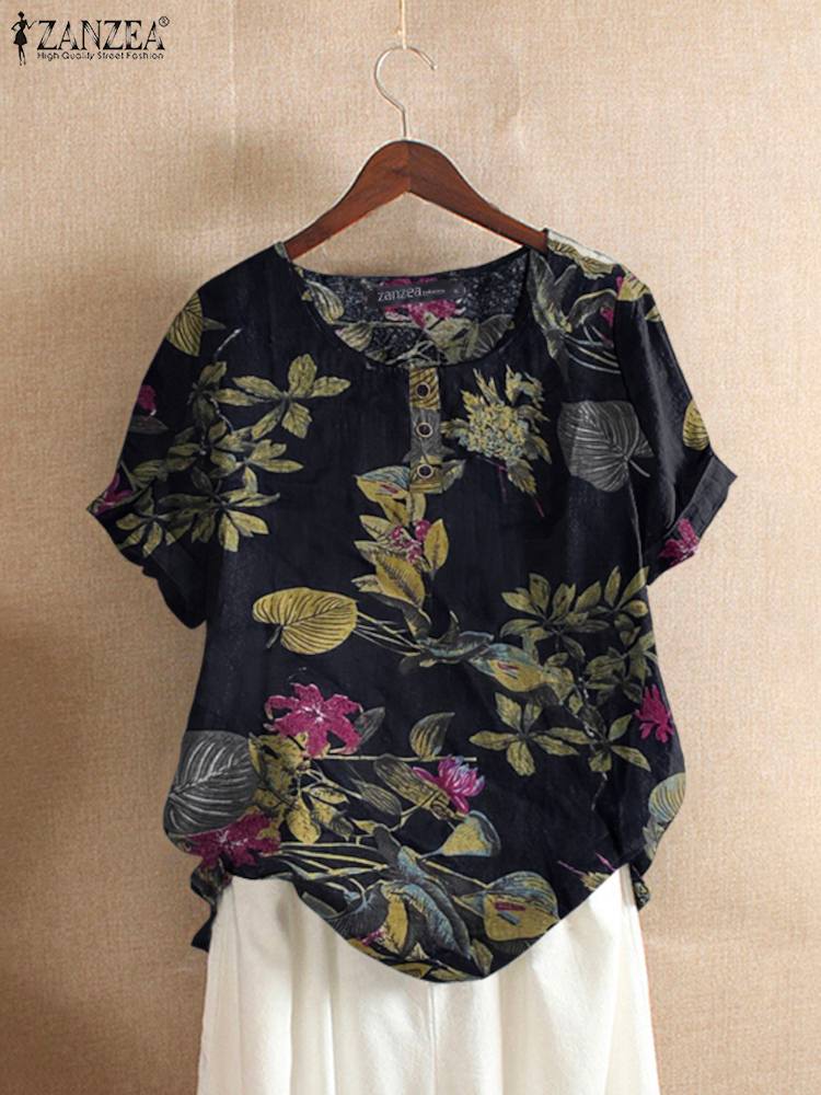 ZANZEA Women Cotton Shirt Fash - Romper Floral Print 리뷰 및 가격