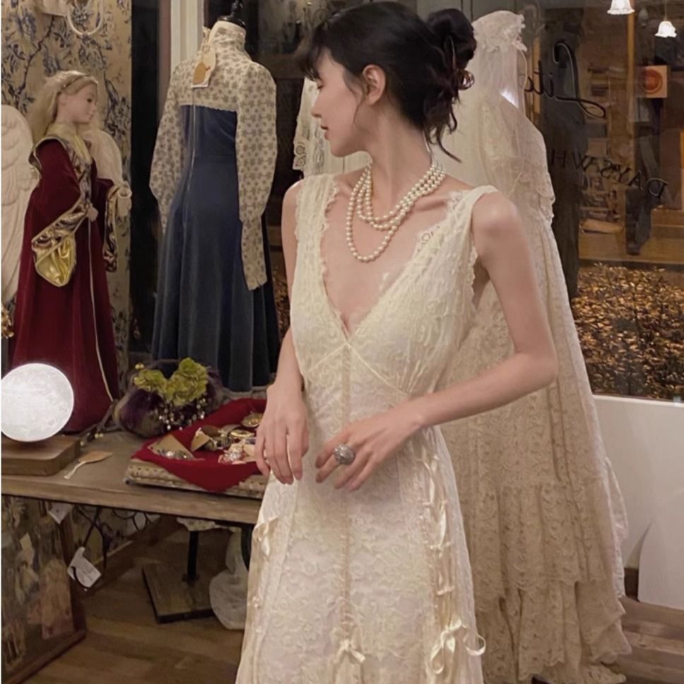 Gothic Lace Dress Sexy Maxi Dr - Maxi Dress Halter 리뷰 및 가격